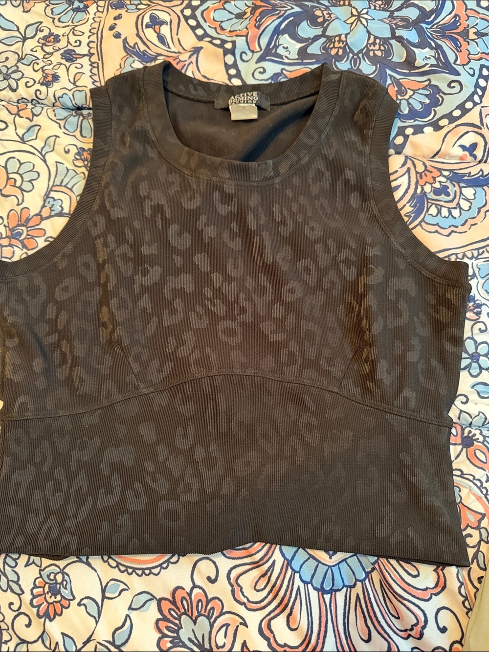 Athleta Black Leopard-Print Cropped Tank